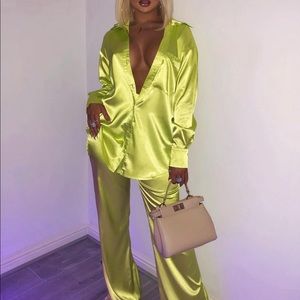 Lime/Neon Green Button Down Shirt